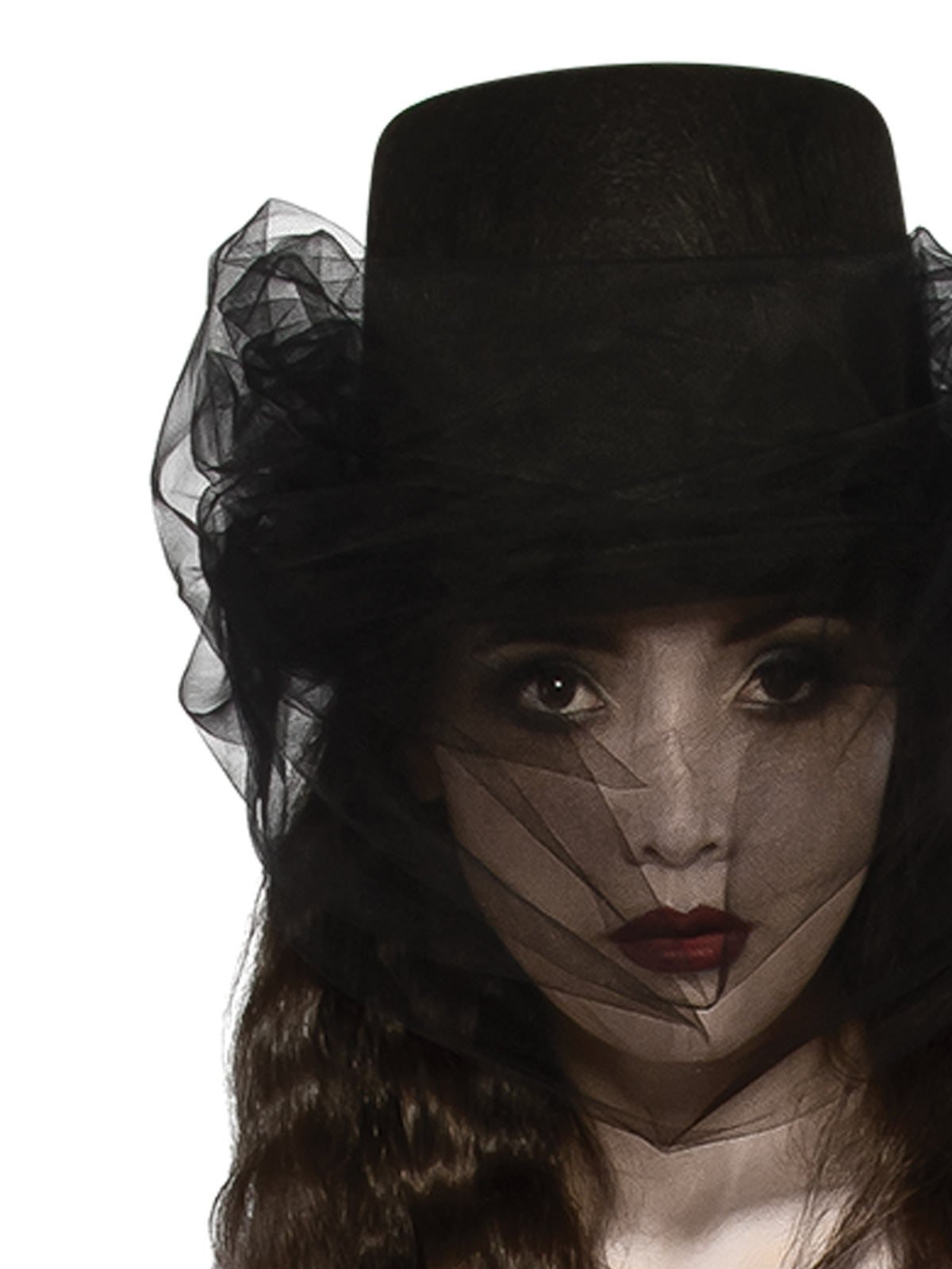 Heart of Darkness Adult Top Hat with Tulle for Halloween Dress Up