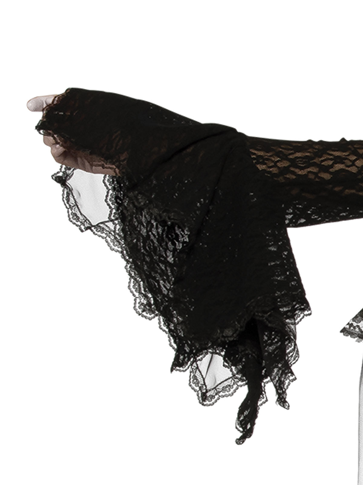 Grim Gauntlets for Adults Black Lace Elbow High Halloween Accessory