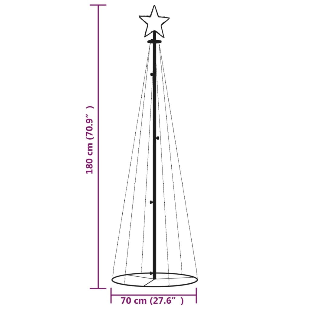 Christmas Cone Tree LED 108 Lights Indoor Outdoor Xmas Decor 70x180cm Warm White