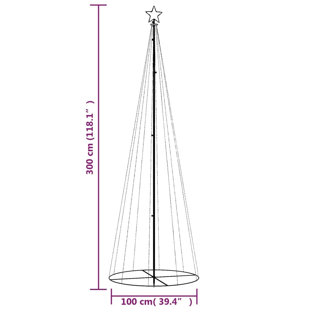 Christmas Cone Tree LED 310 Lights Indoor Outdoor Xmas Decor 100x300cm Blue