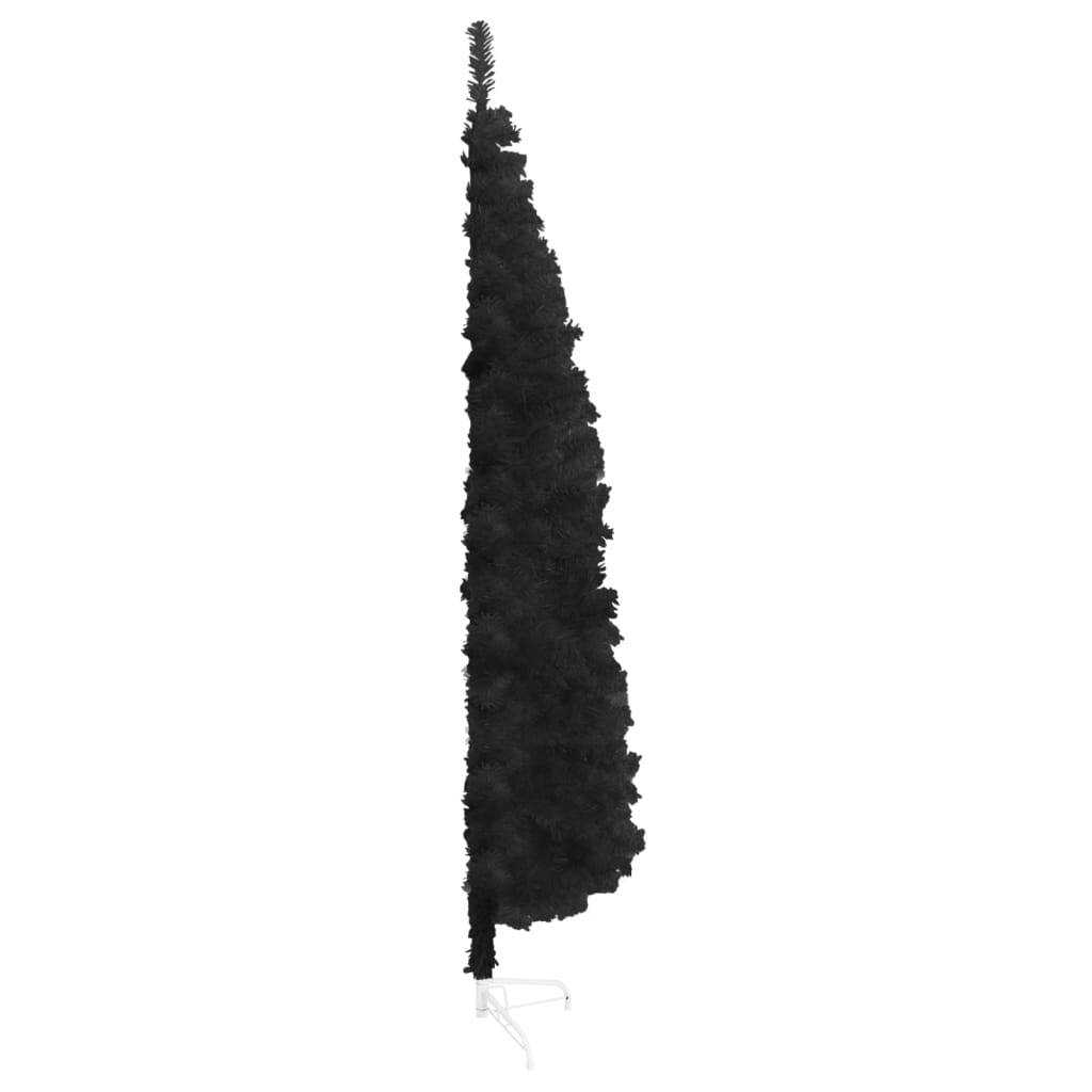 Slim Half Christmas Tree PVC Space Saving Stand Xmas Home Decor 240cm Black