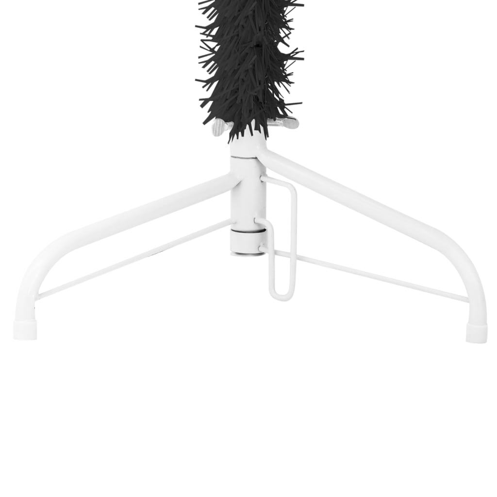Slim Half Christmas Tree PVC Space Saving Stand Xmas Home Decor 240cm Black