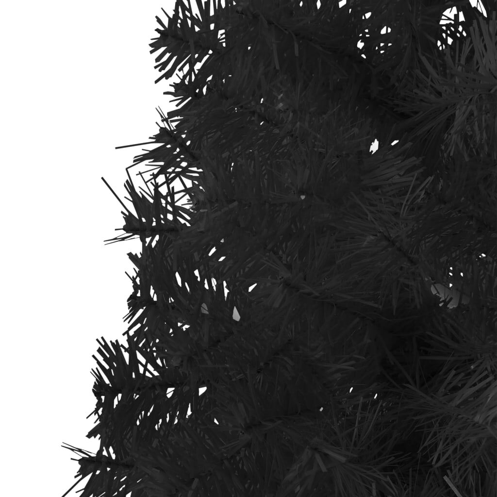 Slim Half Christmas Tree PVC Space Saving Stand Xmas Home Decor 240cm Black