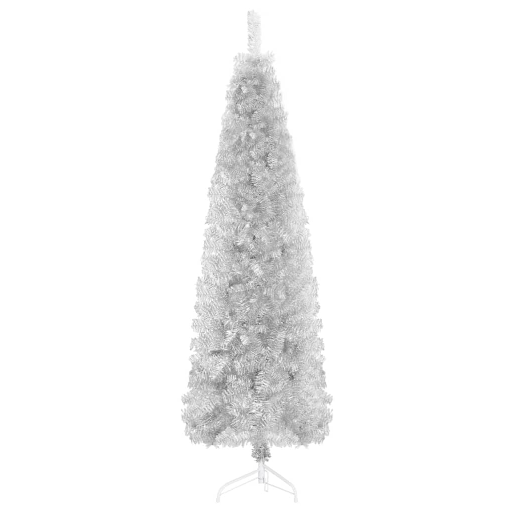 Slim Artificial Half Christmas Tree with Stand Silver 120 cm