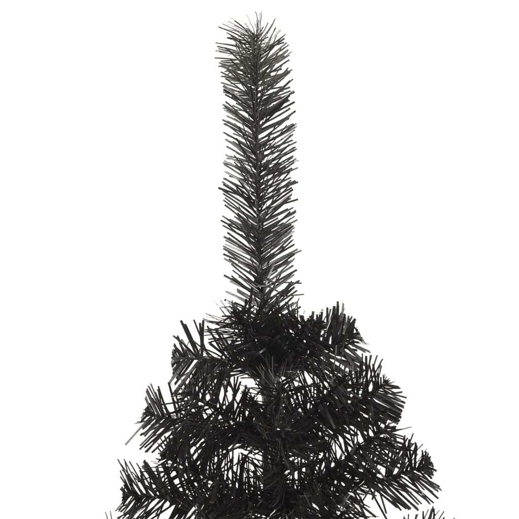 Artificial Half Christmas Tree PVC Steel Stand Bushy Space Saving 240cm Black