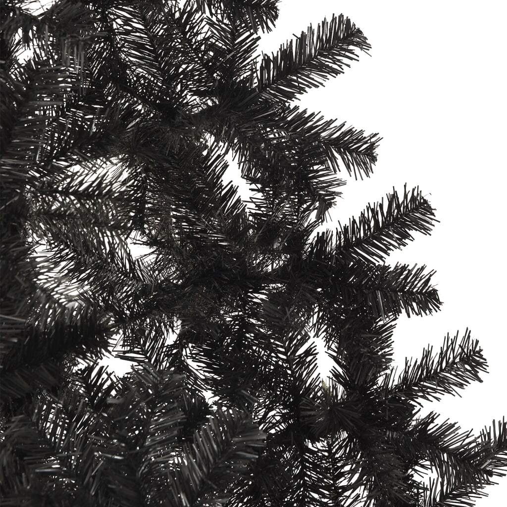Artificial Half Christmas Tree PVC Steel Stand Bushy Space Saving 240cm Black
