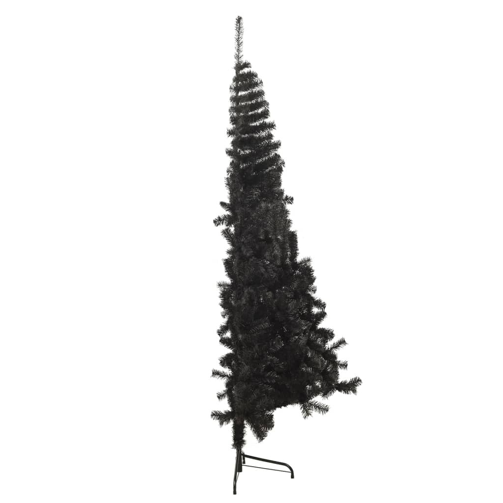 Artificial Half Christmas Tree PVC Steel Stand Bushy Space Saving 240cm Black