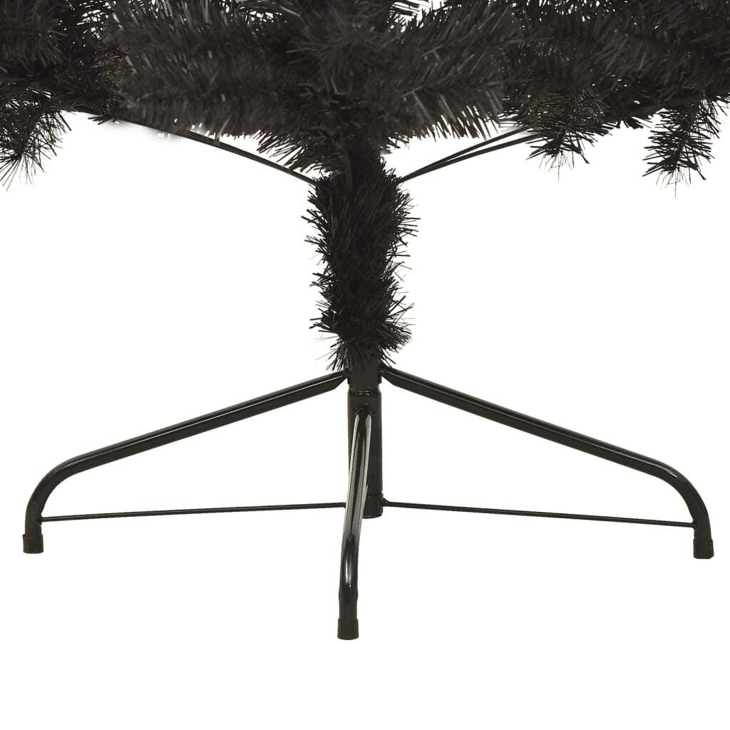 Artificial Half Christmas Tree PVC Steel Stand Bushy Space Saving 240cm Black