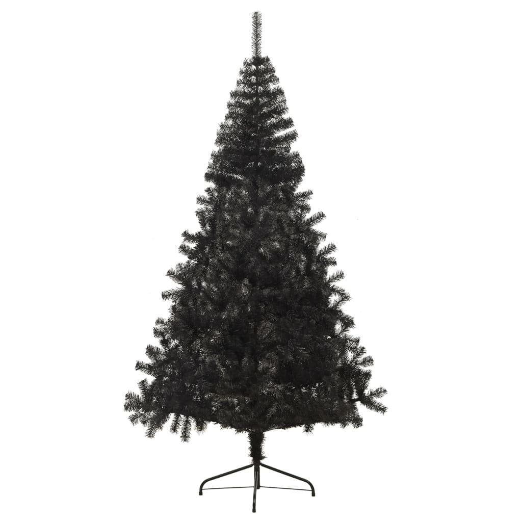 Artificial Half Christmas Tree PVC Steel Stand Bushy Space Saving 240cm Black