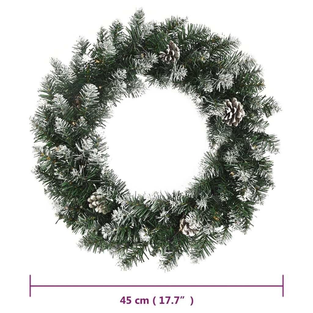 Christmas Wreath with LED Lights PVC Door Xmas Decoration 45cm Green