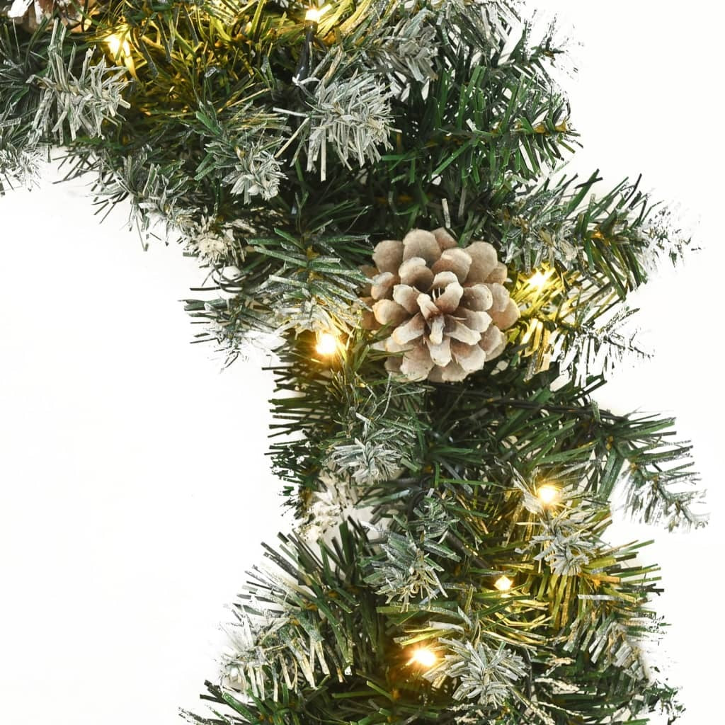 Christmas Wreath with LED Lights PVC Door Xmas Decoration 45cm Green