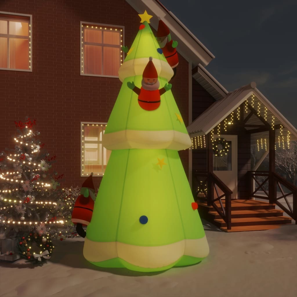 Inflatable Christmas Tree LED Lights Oxford Fabric Outdoor Decor 500cm Green