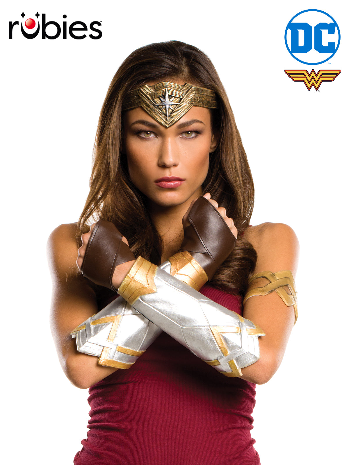 Wonder Woman Deluxe Adult Accessory Set – Gauntlets Tiara Glovelets and Armband
