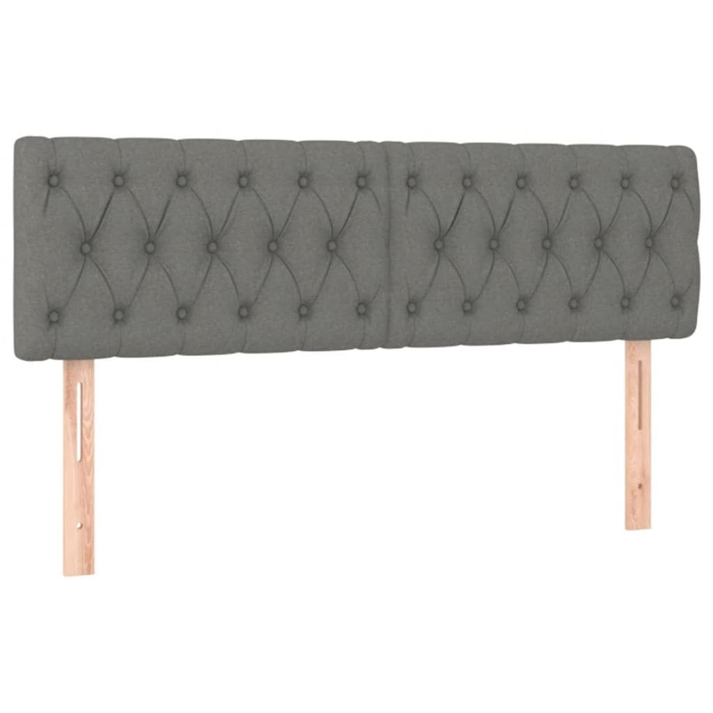Headboards 2pc Fabric Adjustable Height Wooden Legs Support 72x78/88cm Dark Grey