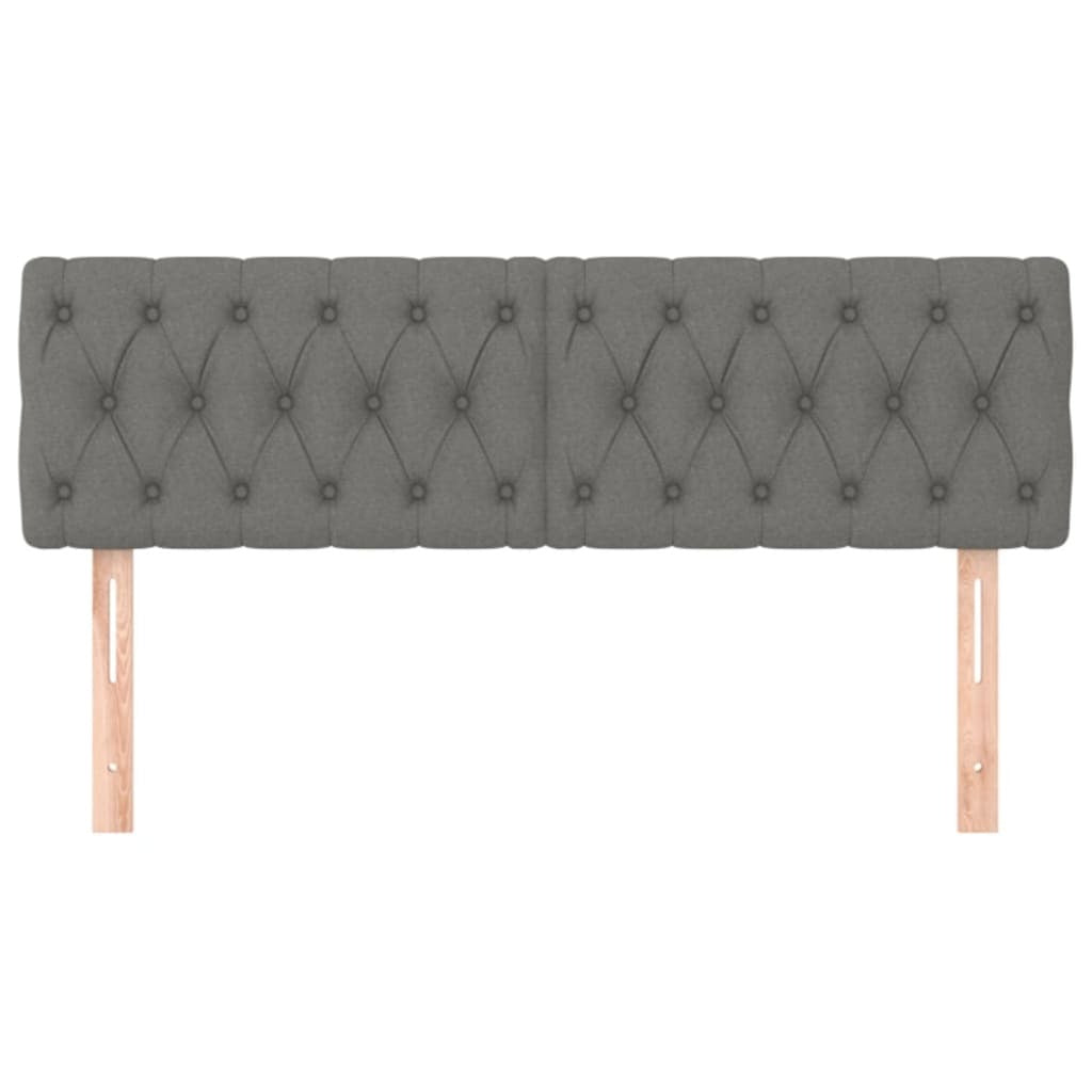 Headboards 2pc Fabric Adjustable Height Wooden Legs Support 72x78/88cm Dark Grey