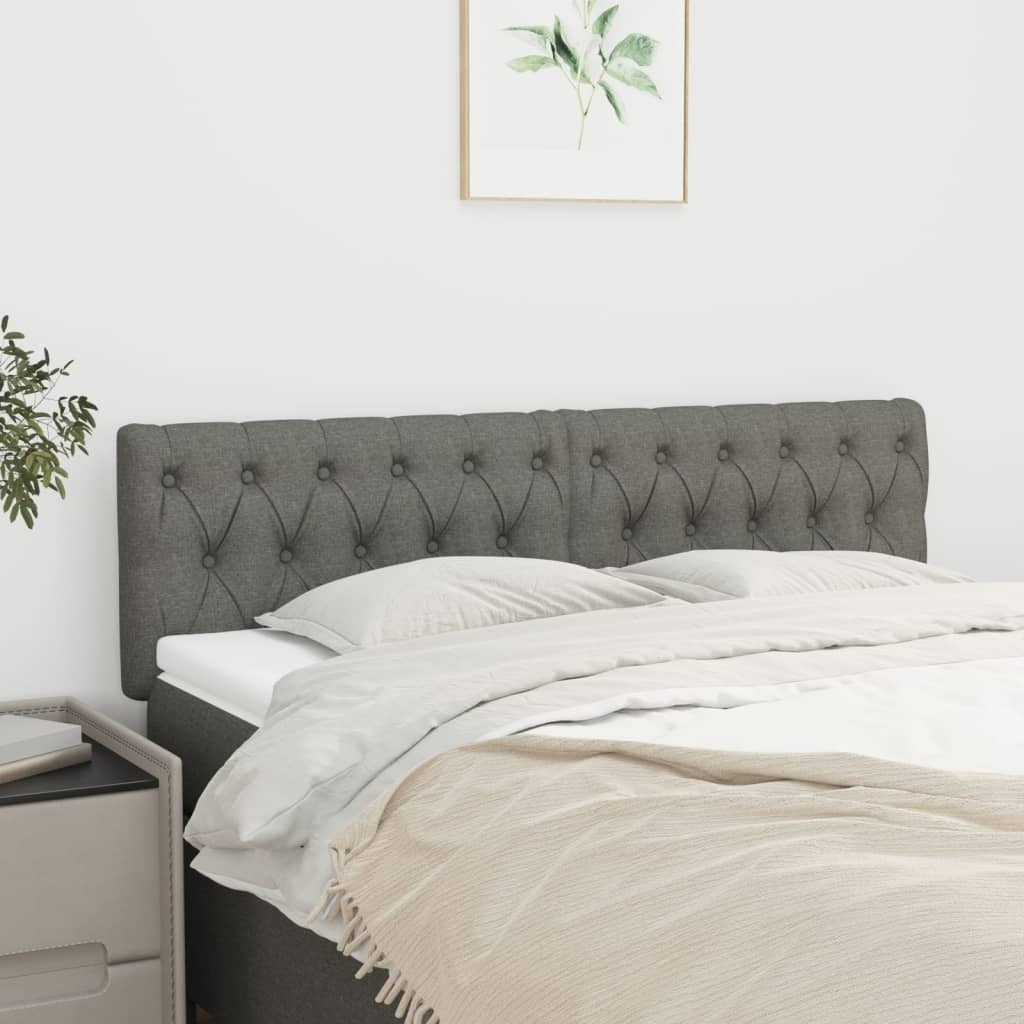 Headboards 2pc Fabric Adjustable Height Wooden Legs Support 72x78/88cm Dark Grey