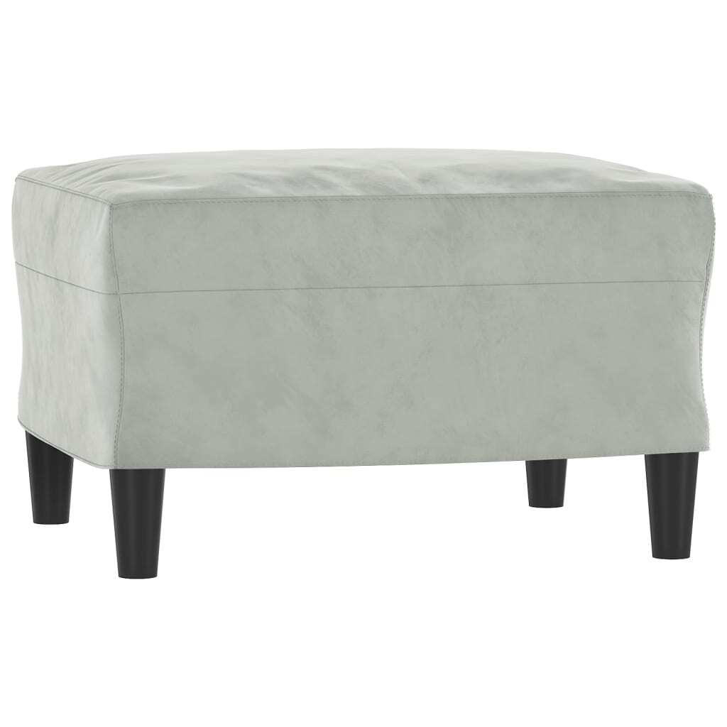 Footstool Velvet Plywood Frame Sturdy Compact Living Room 60x50x41cm Light Grey