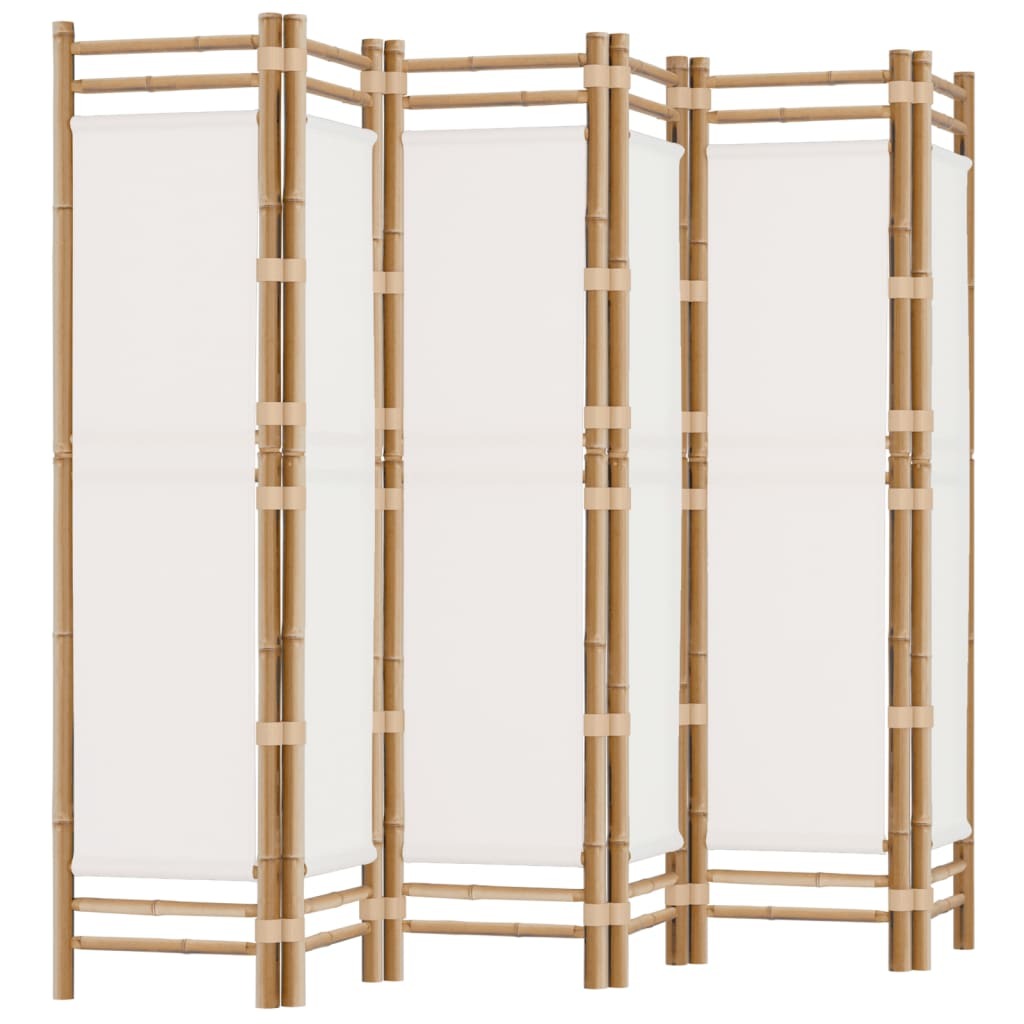 6-Panel Room Divider Bamboo Canvas Foldable Privacy Screen 240cm Home Decor