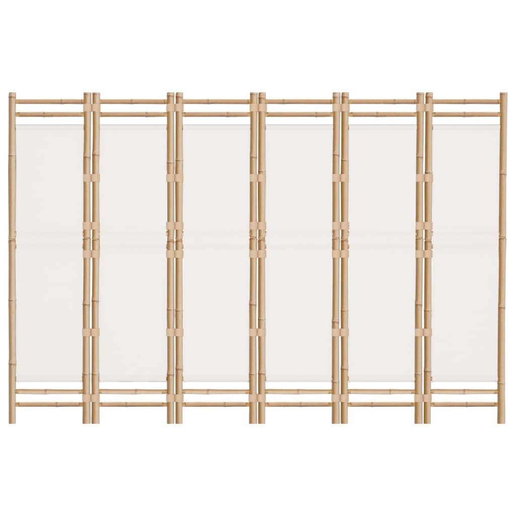 6-Panel Room Divider Bamboo Canvas Foldable Privacy Screen 240cm Home Decor