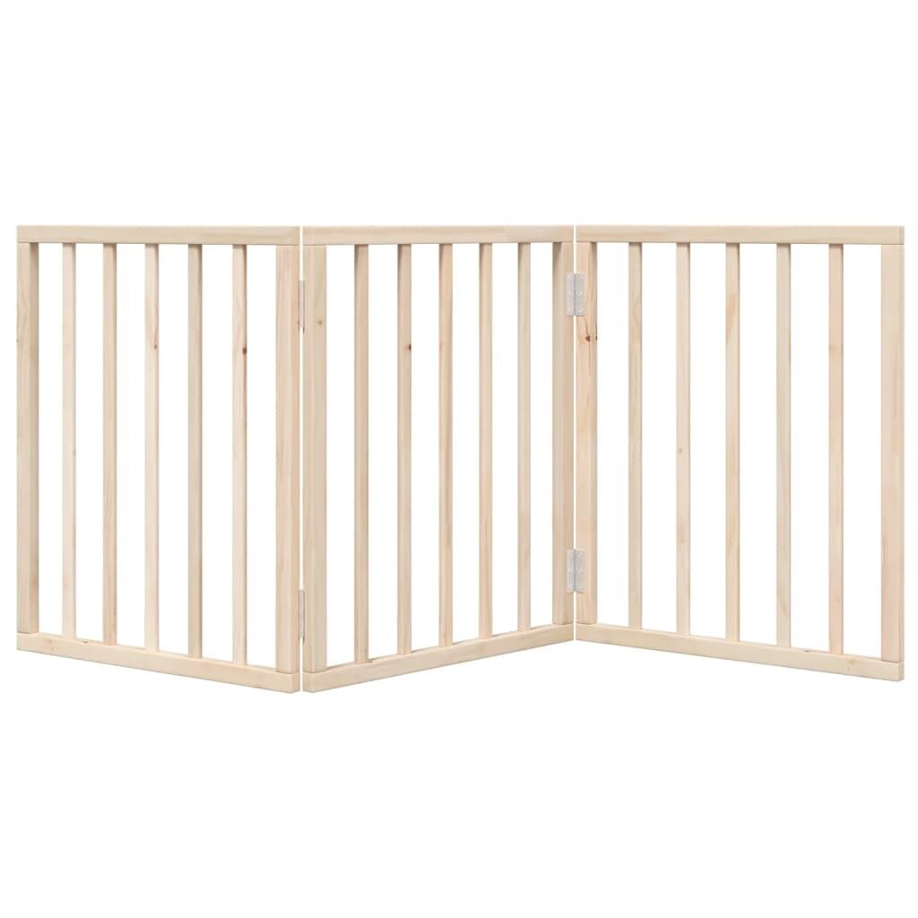 Dog Gate Foldable 3 Panels 150 cm Poplar Wood