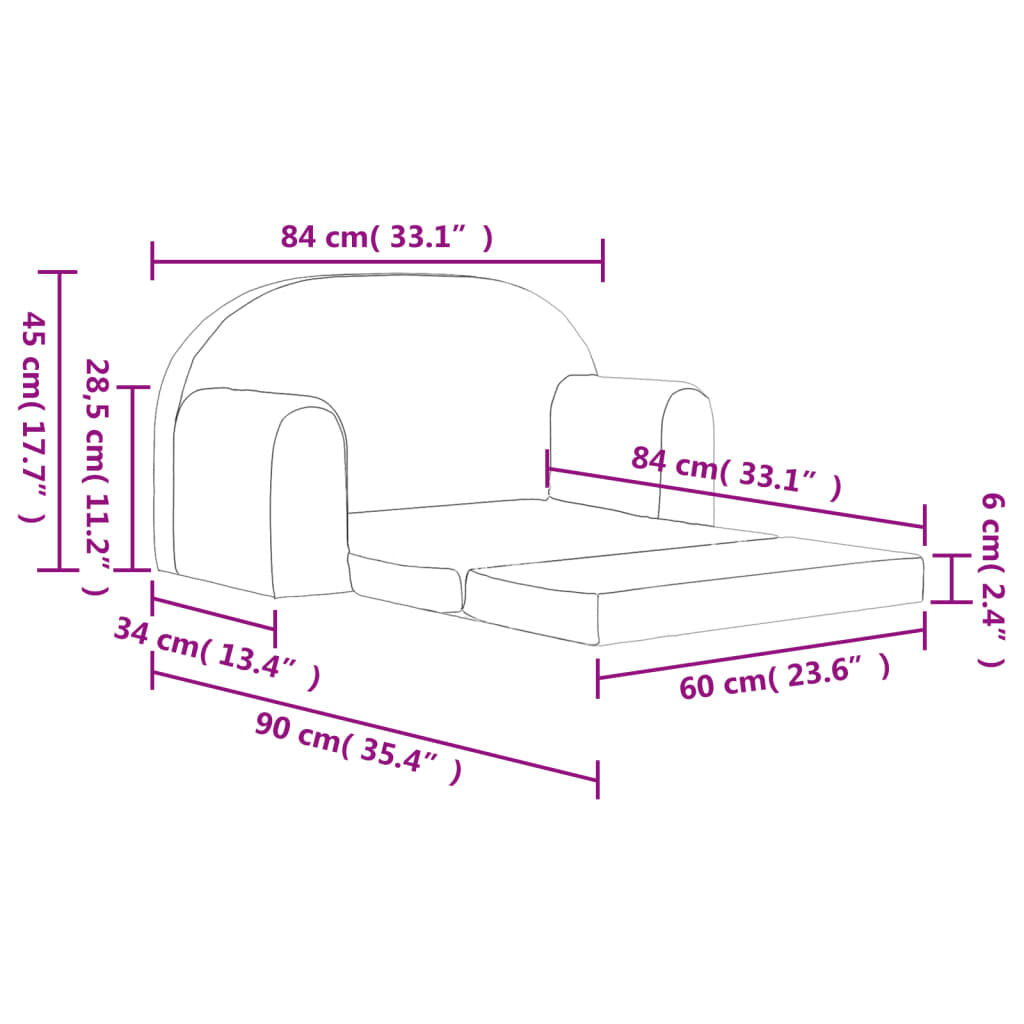 Kids' Sofa Bed 2-Seater Anthracite Soft Plush