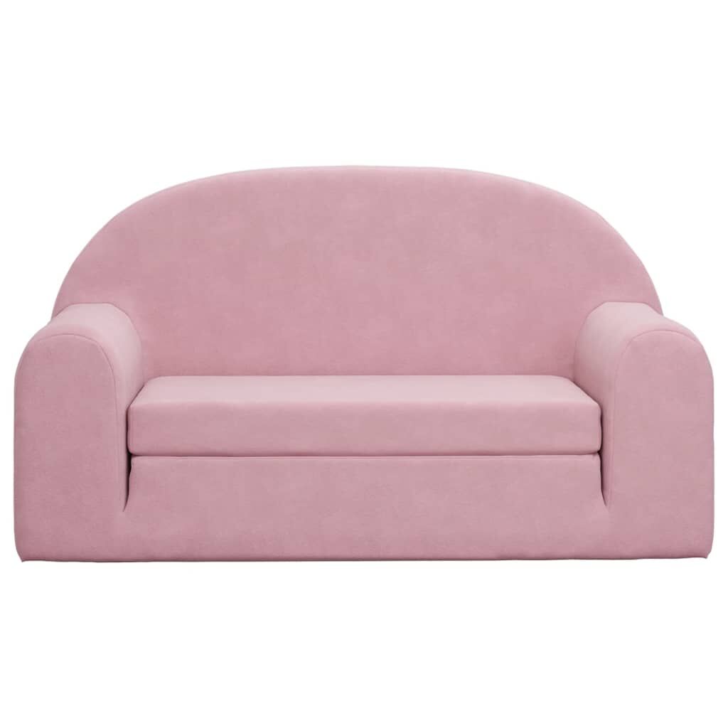 Kids' Sofa Bed 2-Seater Pink Soft Plush