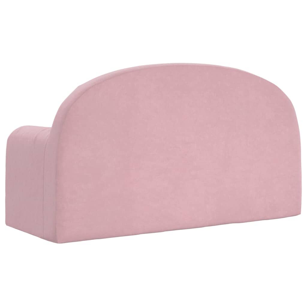 Kids' Sofa Bed 2-Seater Pink Soft Plush