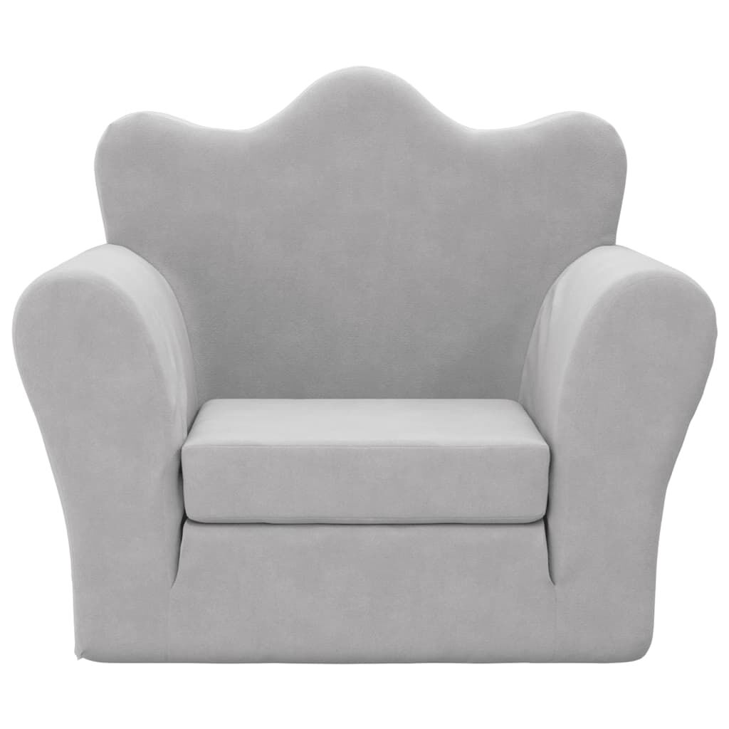 Kids' Sofa Bed Light Grey Soft Plush