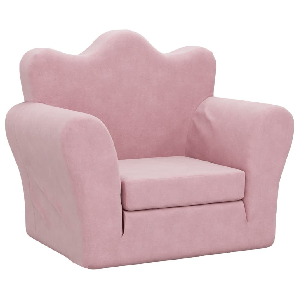 Kids' Sofa Bed Pink Soft Plush