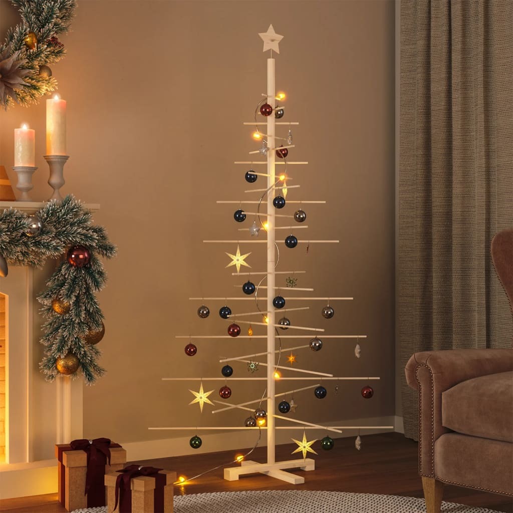Wooden Christmas Tree Solid Pine Bamboo DIY Space Saving Xmas Decor 180cm