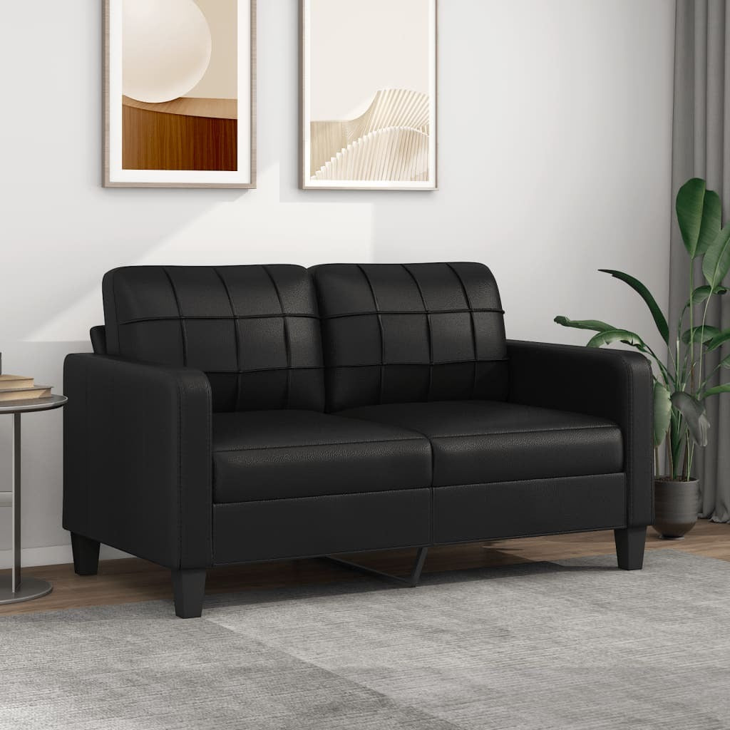 2 Seater Sofa Faux Leather Living Room Couch Loveseat Furniture Black
