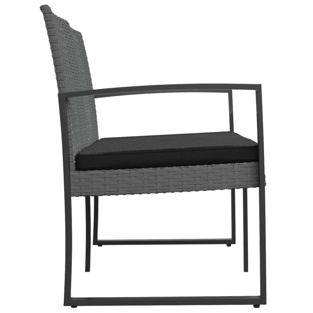 2-Seater Garden Bench PP Rattan Steel Frame Cushions Outdoor Patio Dark Grey