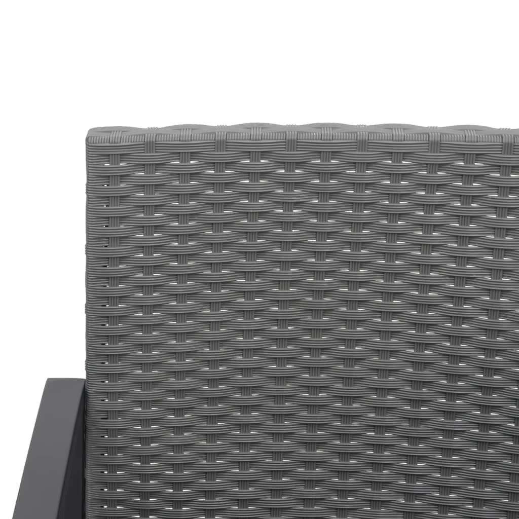2-Seater Garden Bench PP Rattan Steel Frame Cushions Outdoor Patio Dark Grey