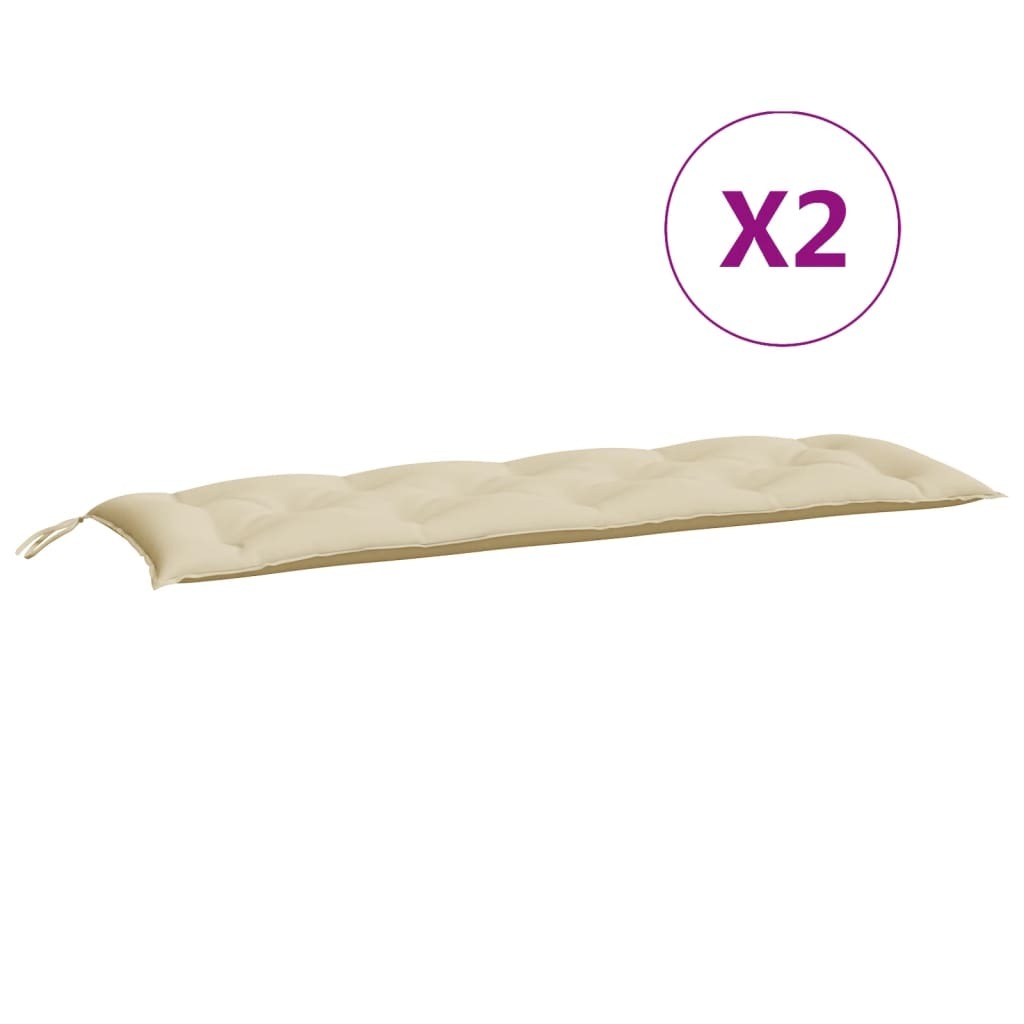 Garden Bench Cushions 2pc Oxford Fabric Water Resistant Outdoor 150x50x7cm Beige