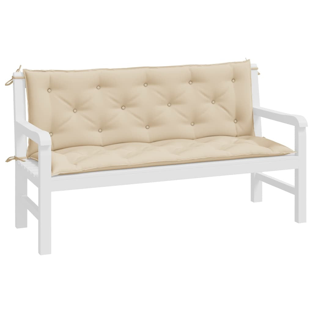 Garden Bench Cushions 2pc Oxford Fabric Water Resistant Outdoor 150x50x7cm Beige