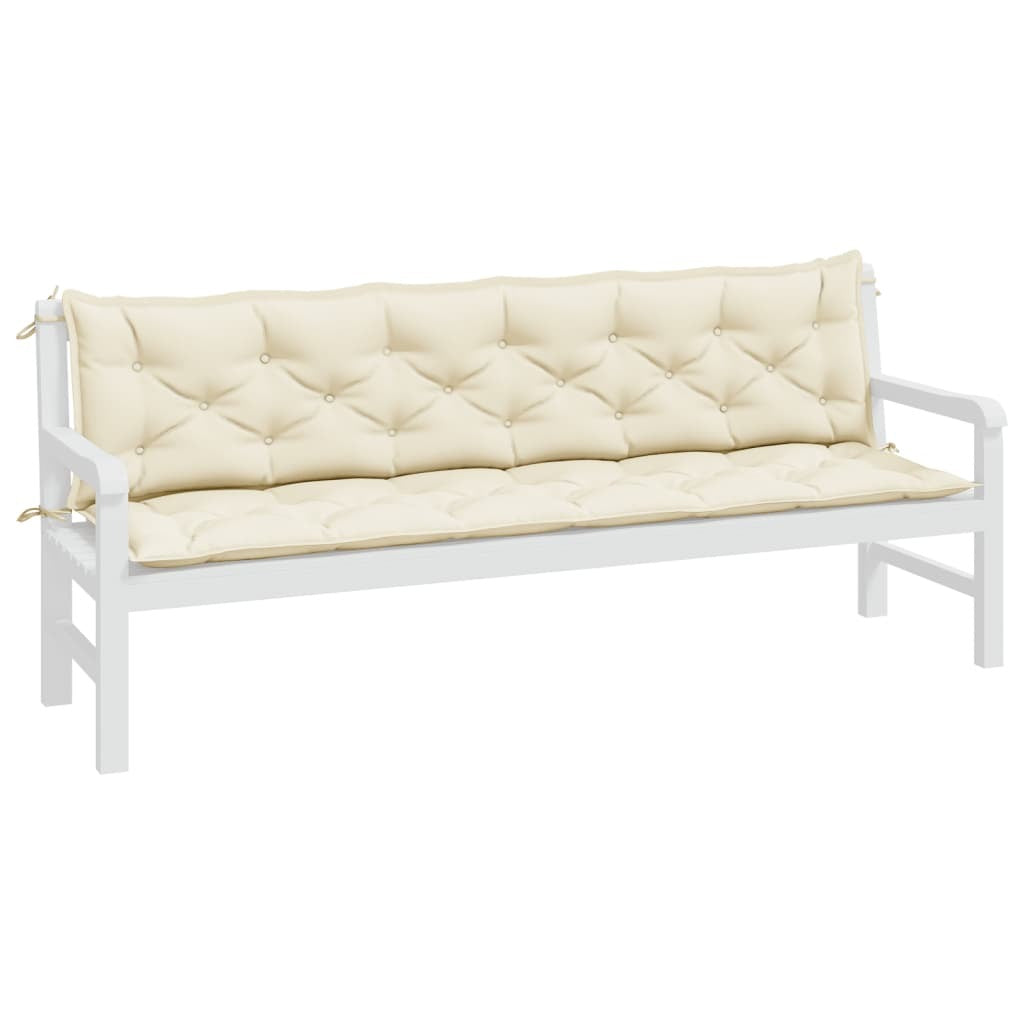 Garden Bench Cushions 2pcs Cream White 200x50x7cm Oxford Fabric
