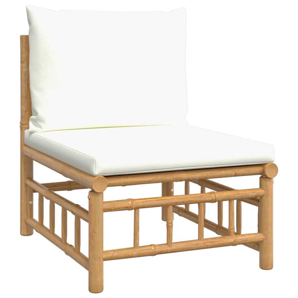2 Piece Garden Lounge Set with Cushions Bamboo Outdoor Patio Sofa Set Natural