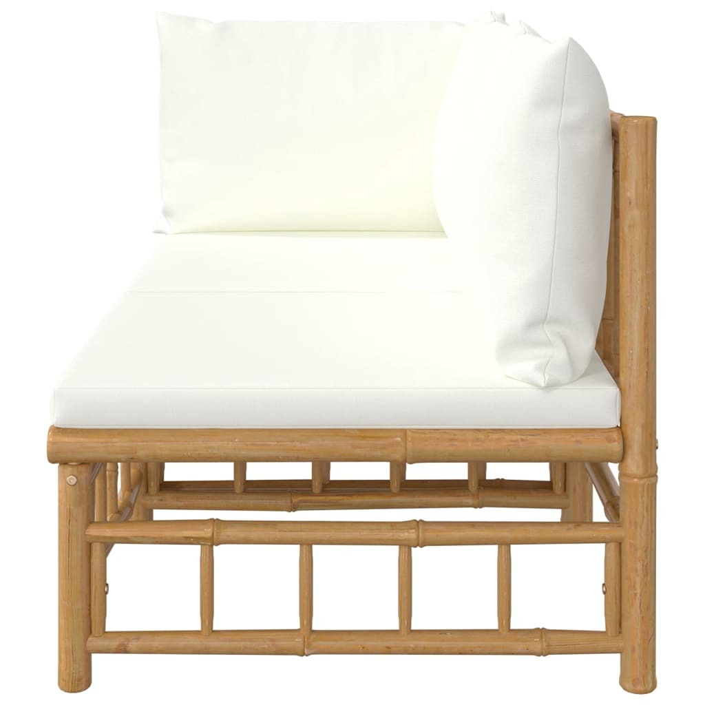 2 Piece Garden Lounge Set with Cushions Bamboo Outdoor Patio Sofa Set Natural