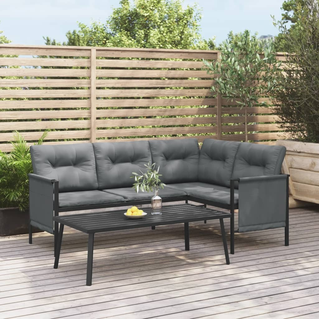 Garden Coffee Table Steel Slatted Design Sturdy Patio 110x55x35cm Anthracite