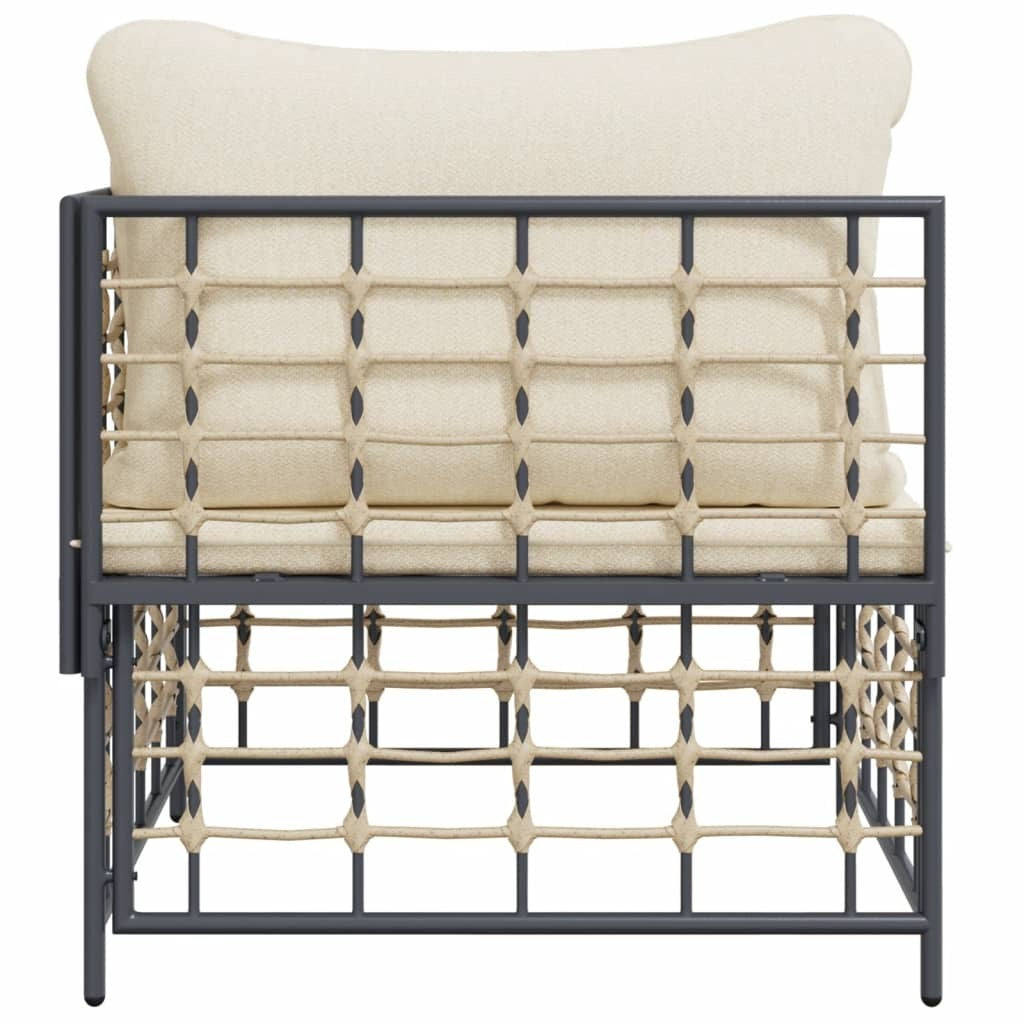 Garden Corner Sofa Poly Rattan Steel Frame Cushions Outdoor Patio Seating Beige