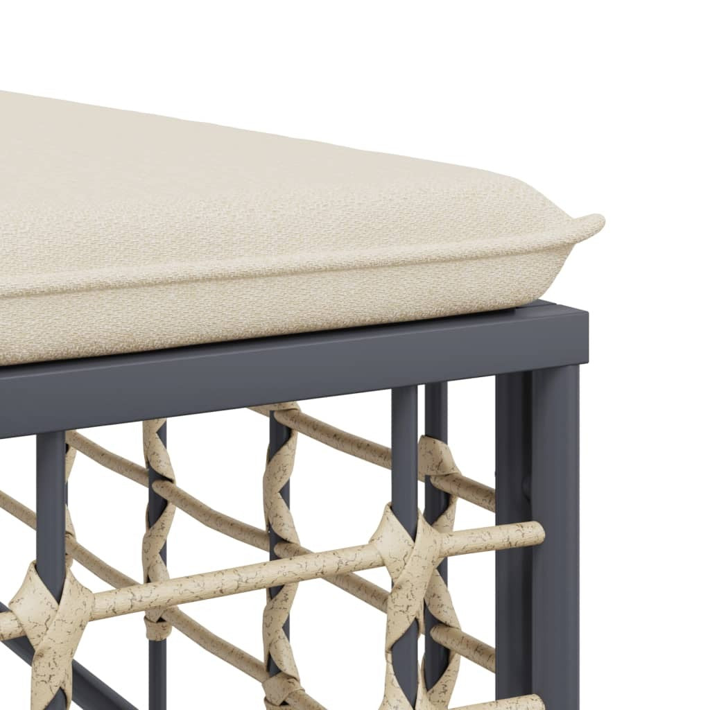 Garden Corner Sofa Poly Rattan Steel Frame Cushions Outdoor Patio Seating Beige