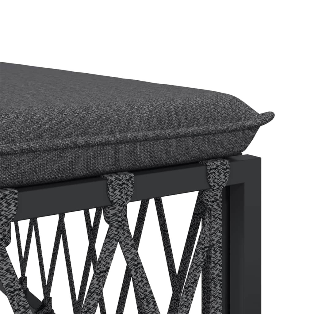 Garden Footstool Woven Fabric Steel Frame Cushion Outdoor Seating Anthracite