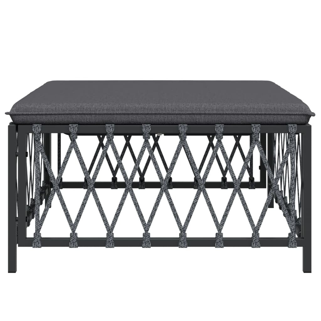 Garden Footstool Woven Fabric Steel Frame Cushion Outdoor Seating Anthracite