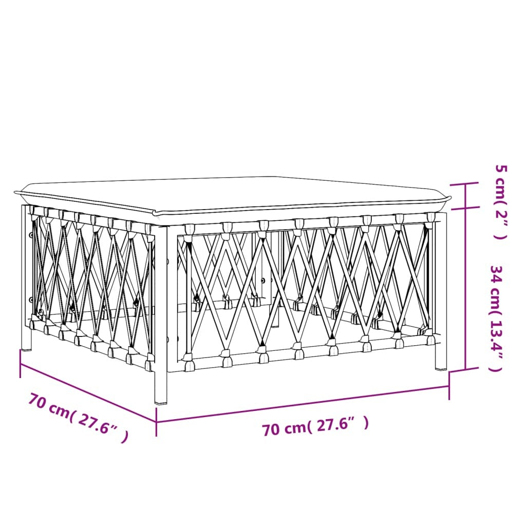 Garden Footstool Woven Fabric Steel Frame Cushion Outdoor Seating Anthracite
