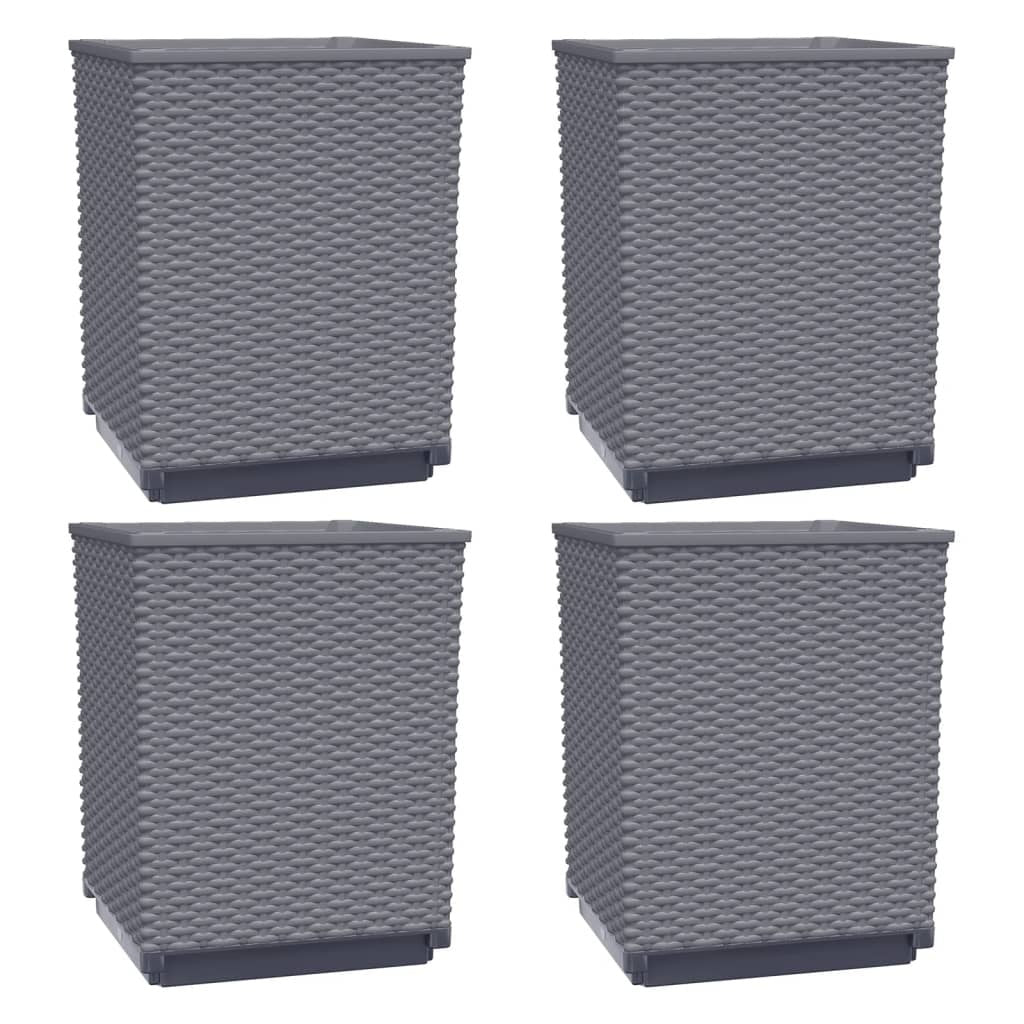 Planters 4pcs Polypropylene Garden Flower Box Outdoor Decor 30x30x37cm Blue Grey