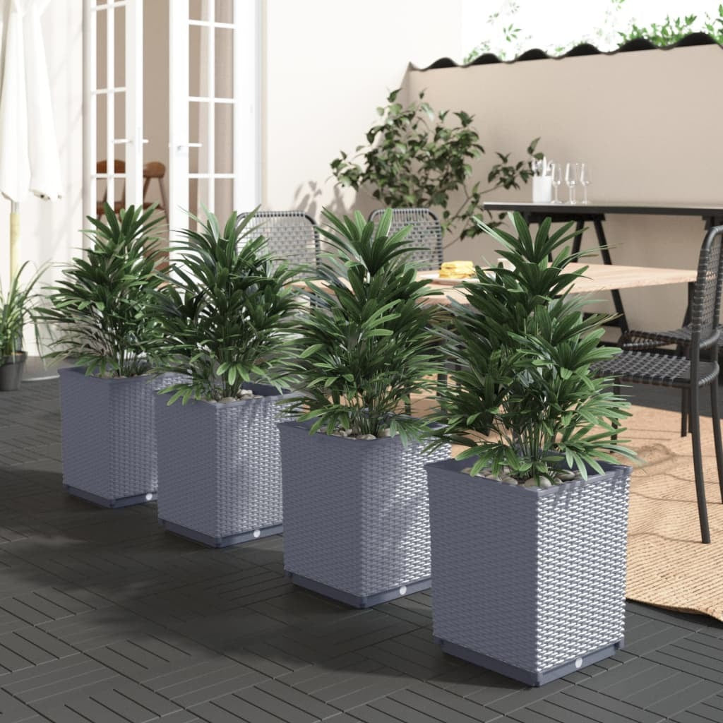 Planters 4pcs Polypropylene Garden Flower Box Outdoor Decor 30x30x37cm Blue Grey