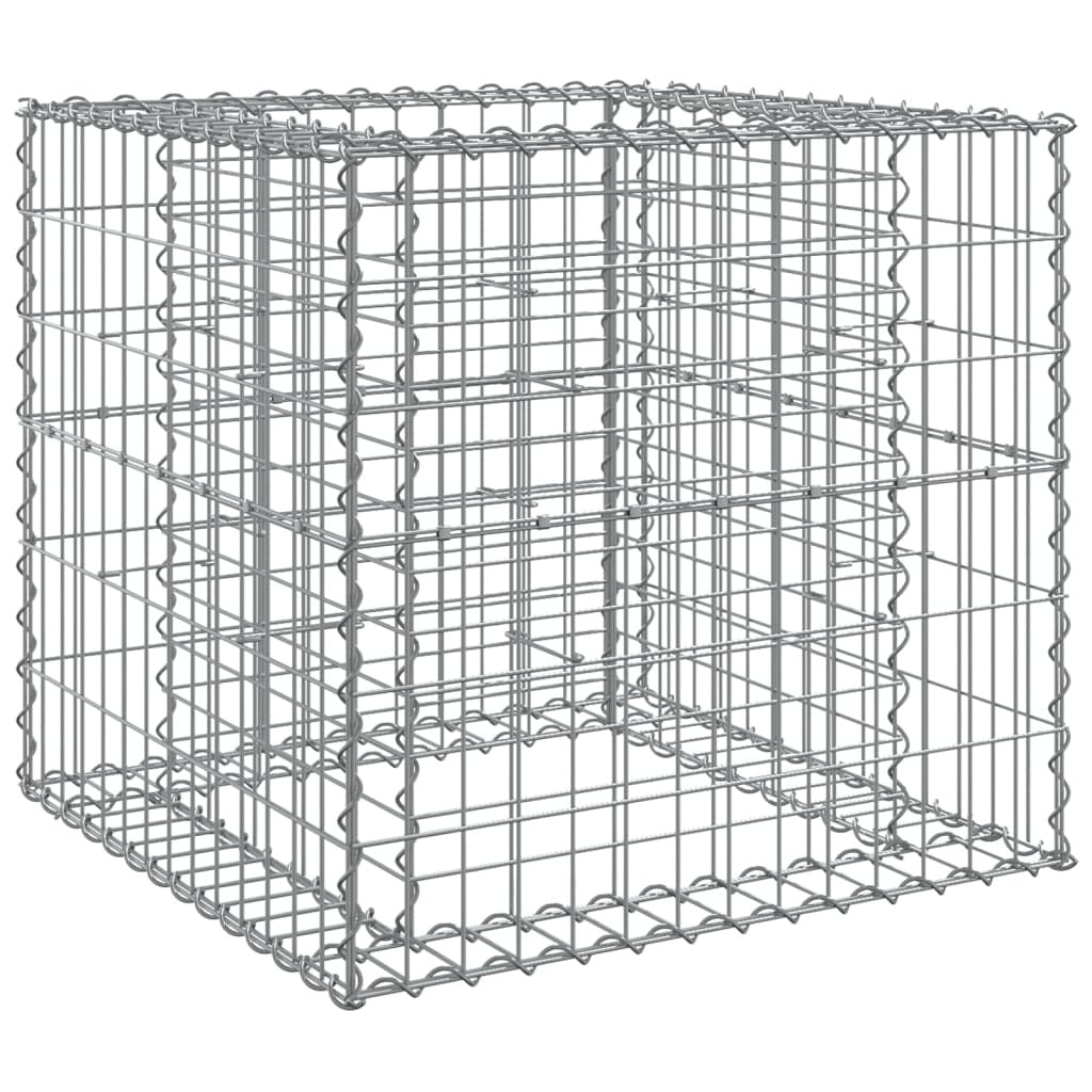 Gabion Basket Galvanised Iron Garden Planter Border Outdoor 70x70x65cm Silver