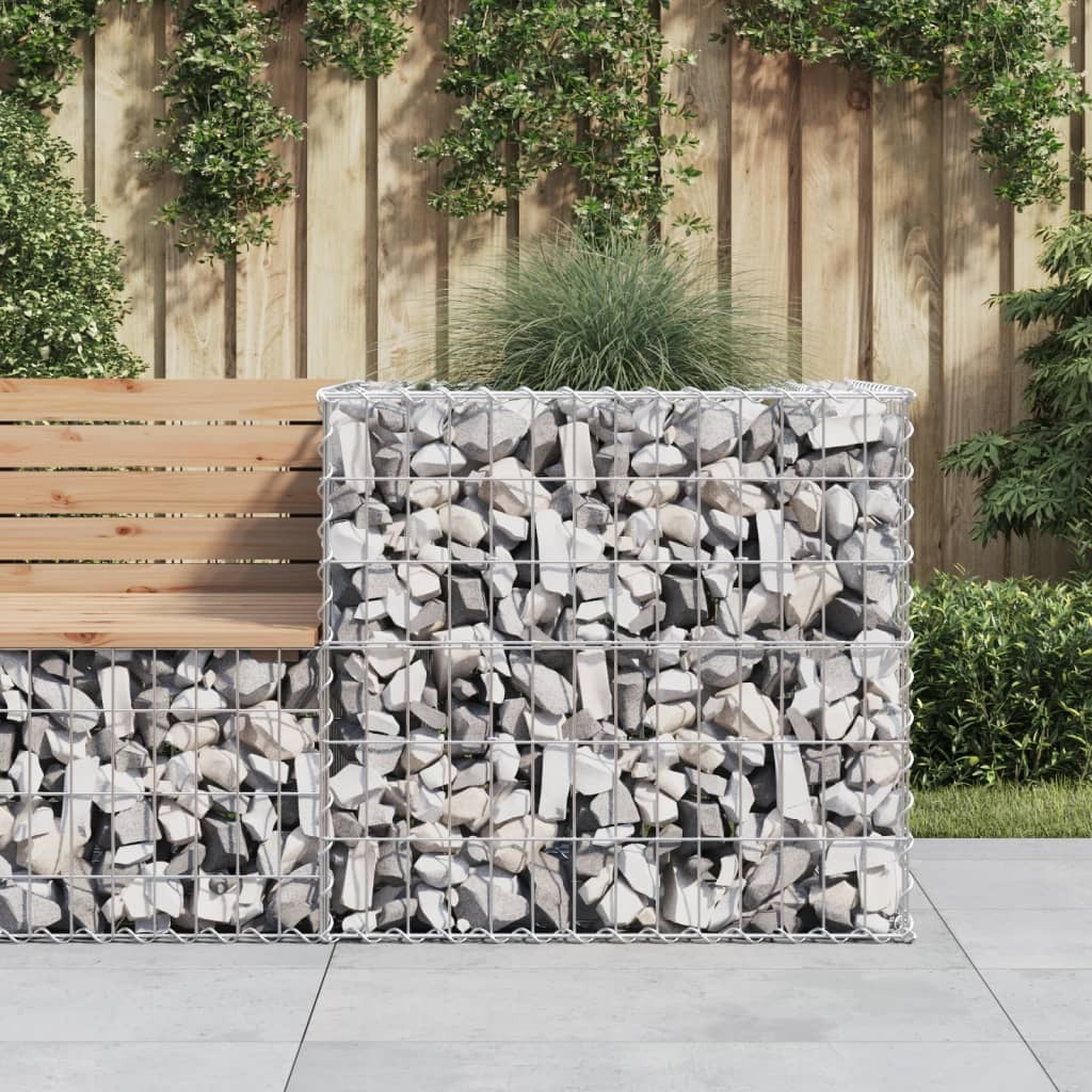 Gabion Basket Galvanised Iron Garden Planter Border Outdoor 70x70x65cm Silver