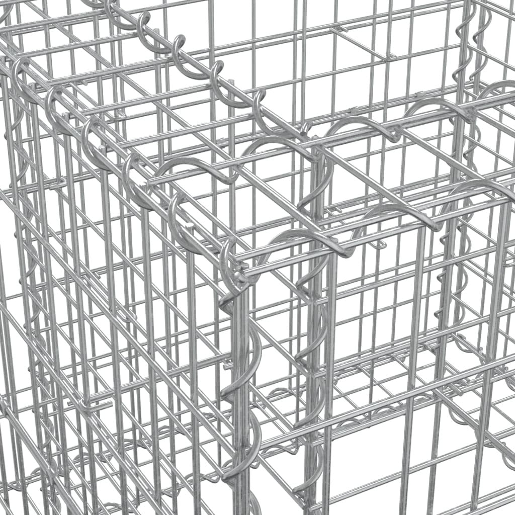 Gabion Basket Galvanised Iron Garden Planter Border Outdoor 70x70x65cm Silver