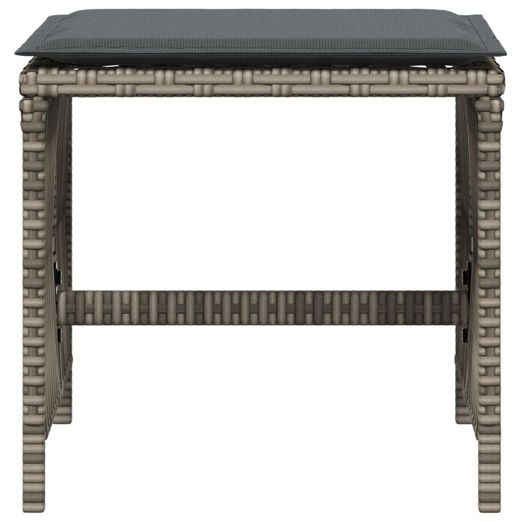 Garden Stools 4pc Poly Rattan Steel Frame Cushions Outdoor Patio Seating Grey